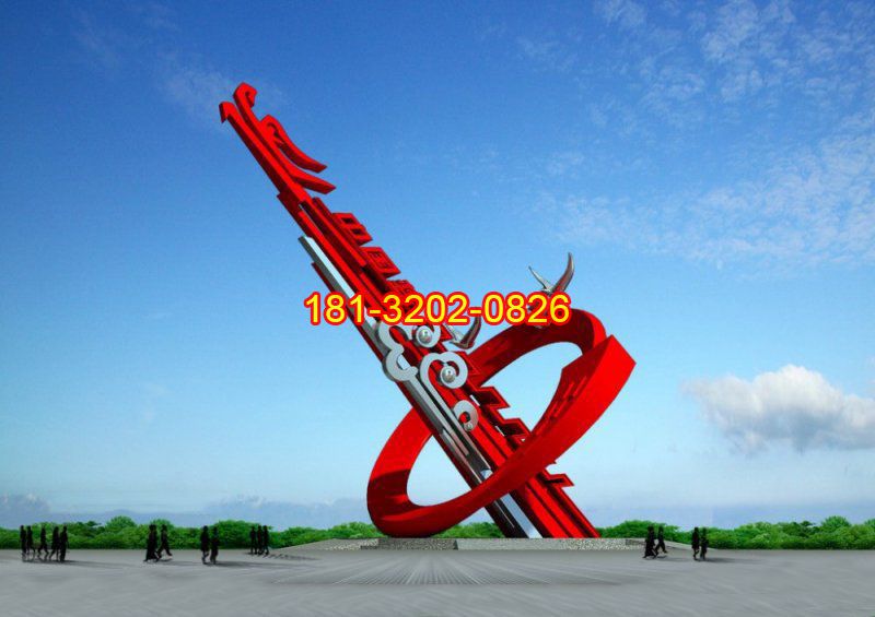 不銹鋼抽象龍雕塑，不銹鋼中國夢雕塑